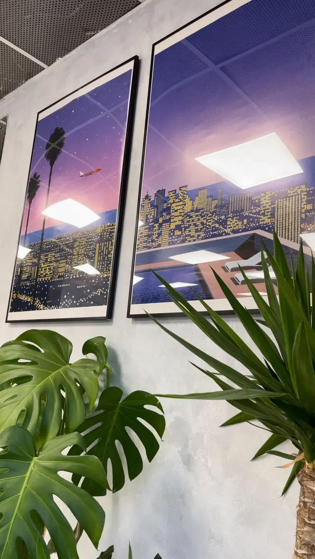 Plants and prints on the wall